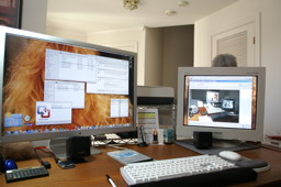 Multiple monitors handle multiple operating systems.