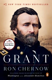 A book cover centers a serious man with brown hair and a beard starting to gray, in a Union general's uniform, with a battle behind him.
