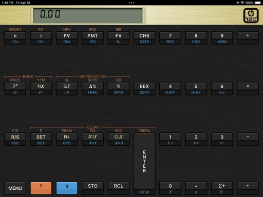 Screenshot of HP12C app shows buttons spaced too much to resemble the actual calculator.